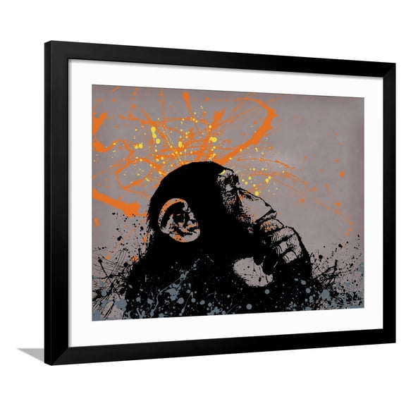 Art.com Thinker Monkey Giclee Print by The Graffiti Collection, Black Frame Wall Art, 40" x 32"