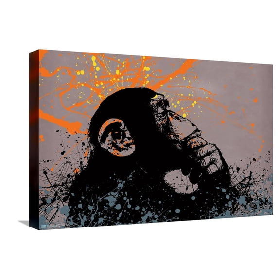 Thinker Monkey - The Graffiti Collection Canvas Wall Poster, 14.725" x 22.375"