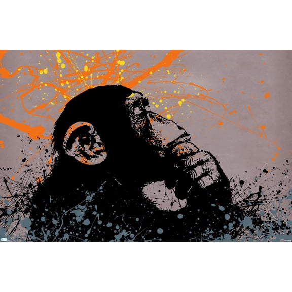 Thinker Monkey - The Graffiti Collection Wall Poster, 14.725" x 22.375"