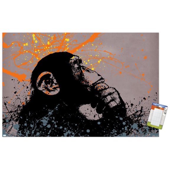 Thinker Monkey - The Graffiti Collection Wall Poster, 22.375" x 34"