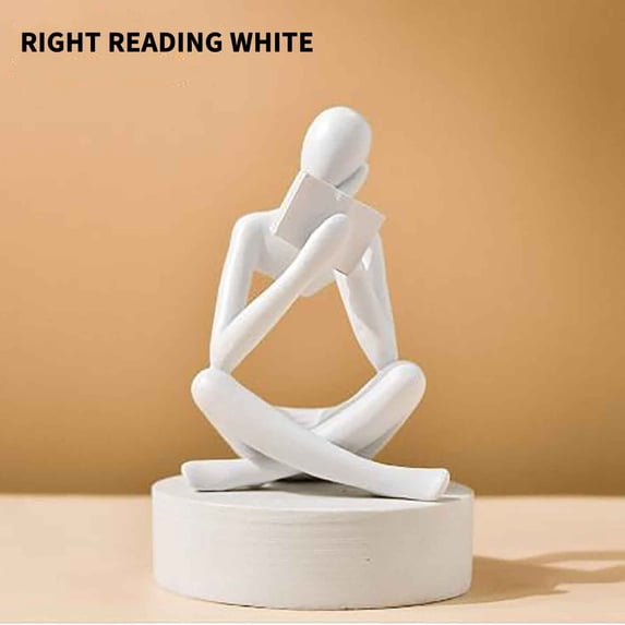 Reading Thinker Statues for Home Decor, Modern Abstract Art Aesthetic Sculptures, Resin Figurines for Living Room Office Coffee Table Desk Decor