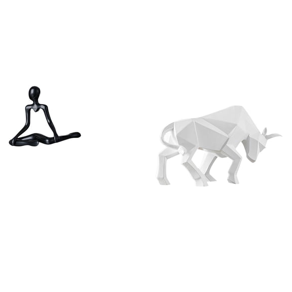Thinker Sculpture Bull Statue Desktop Figurine Creative Resin Design for Living Room Bedroom Shelf