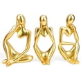 thumbnail image 1 of Thinker Statue 3PCS, Sculpture Decorative Figures, Thinker Statue, Sculpture Abstract Art, Aesthetic Ornaments for Home, Resin Statue for Decoration Room, Bathroom, Office, Desk-Gold, 1 of 8