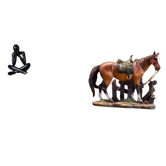 Thinker Statue Abstract Horse Figurine Resin Construction Contemporary Accent for Bookshelf Office Display