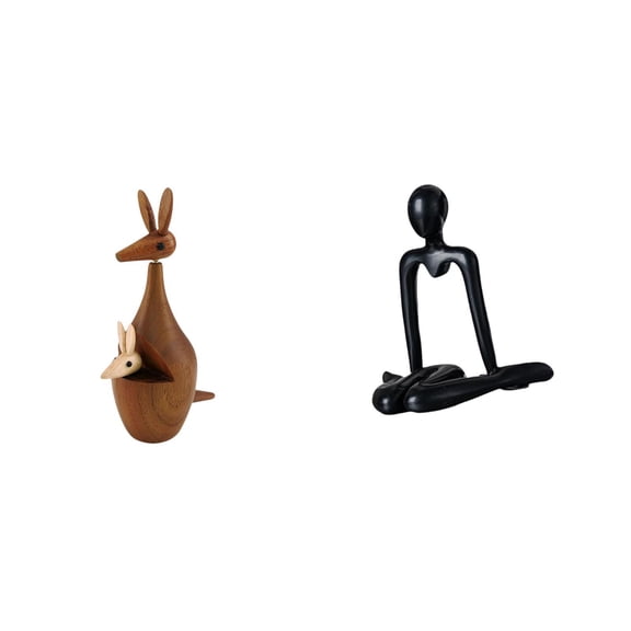 Thinker Statue Animal Figurine Wood Sculpture Creative Design for Bedroom Bookshelf Tabletop Office Gift