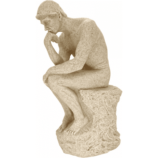 Thinker Statue Decor Office Desktop Bookcase Sculpture Accent Large