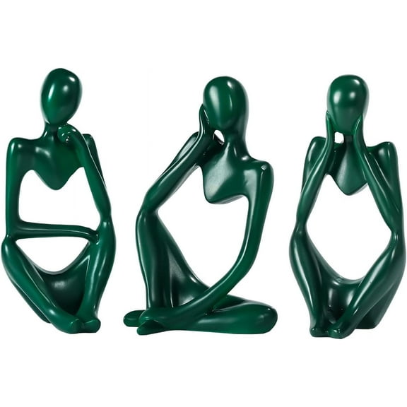 Thinker Statue Gold Decor Abstract Art Sculpture, Golden Resin Collectible Figurines for Home Living Room Office Shelf Decoration,Great Gift Ideas (Green)