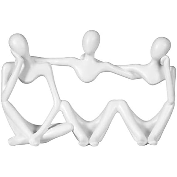 Thinker Statue Gold Decor Abstract Art Sculpture, Golden Resin Collectible Figurines for Home Living Room Office Shelf Decoration,Great Gifts Ideas (Conjoined Body-White)