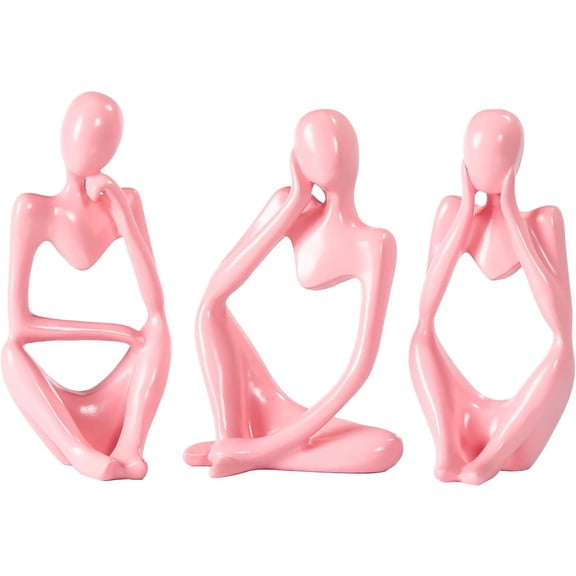 Thinker Statue Gold Decor Abstract Art Sculpture, Golden Resin Collectible Figurines for Home Living Room Office Shelf Decoration,Great Gifts Ideas (Pink)