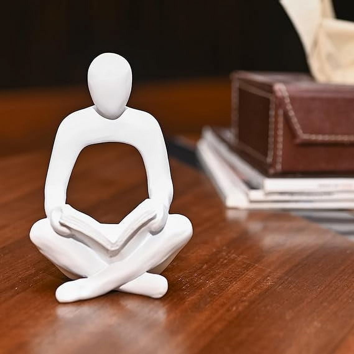 Thinker Statue Modern Abstract Resin Sculpture with Book – Small Home ...