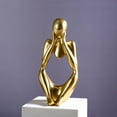 thumbnail image 1 of Thinker Statue Sculptures Statue Modern Abstract Resin Decoration on Shelf Table Desk for Living Room Office Bedroom Gold 4.92*2.4*2Inch, 1 of 6