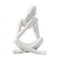 thumbnail image 1 of Thinkers Sculptures,White Resin Statue Reading Ornament,Thinkers Sculpture Decoration, Modern Book Decor A, 1 of 6