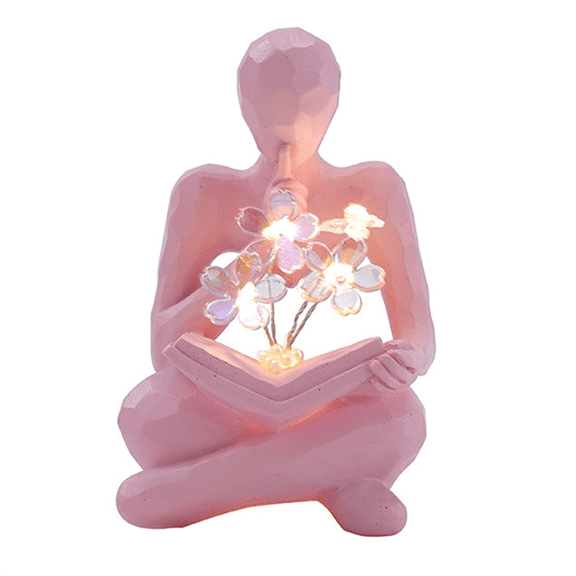 Thinkers Statue Decor Thinking Man Flower Bookworms Sculpture Reading Abstract Bookshelf