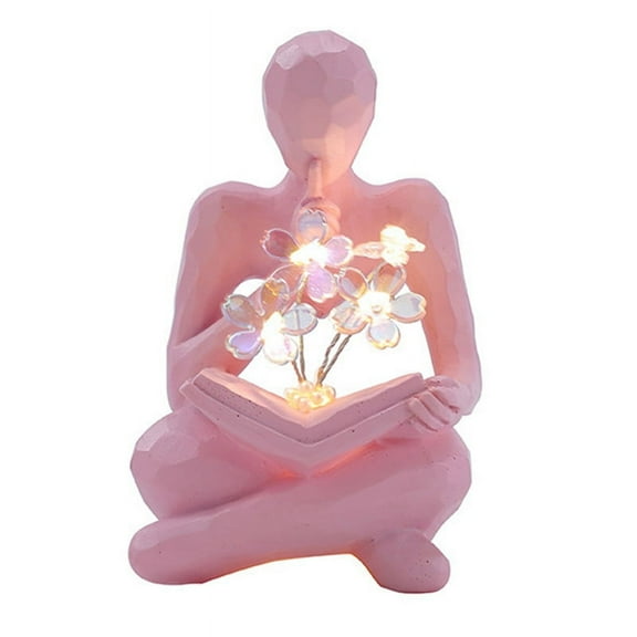 Thinkers Statue Decor Thinking Man Flower Bookworms Sculpture Reading Abstract Bookshelf