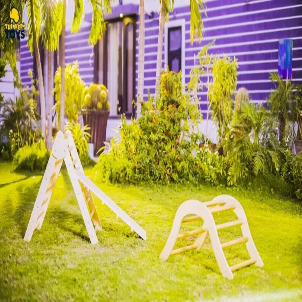 ThinkersToys Natural Wooden Arch, Montessori Climbing Toys for Kids Outdoor Indoor Playground