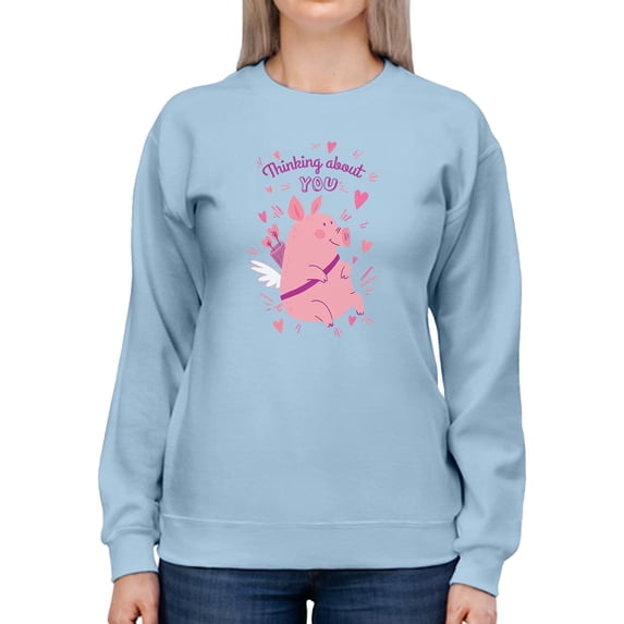 Thinking About You, Cupig Sweatshirt Women -Smartprints Designs, Female 5X-Large