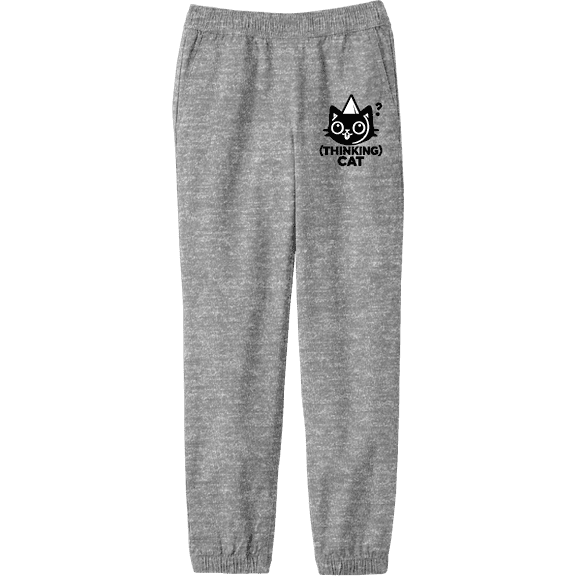 Thinking Cat Youth Heather Gray Jogger Pants-Medium