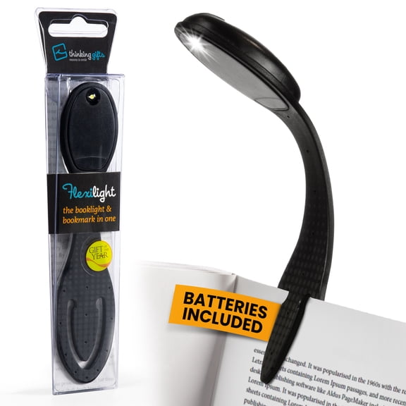 Thinking Gifts Flexilight LED 2-in-1 Book Light & Bookmark - Black