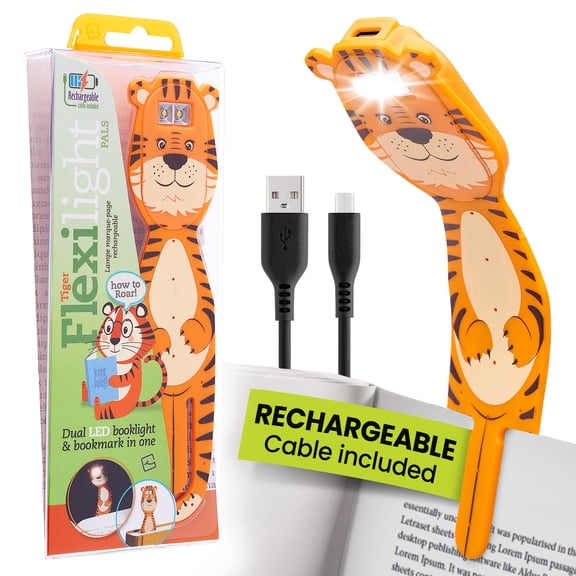 Thinking Gifts Rechargeable Flexilight Pals LED Book Light - Tiger