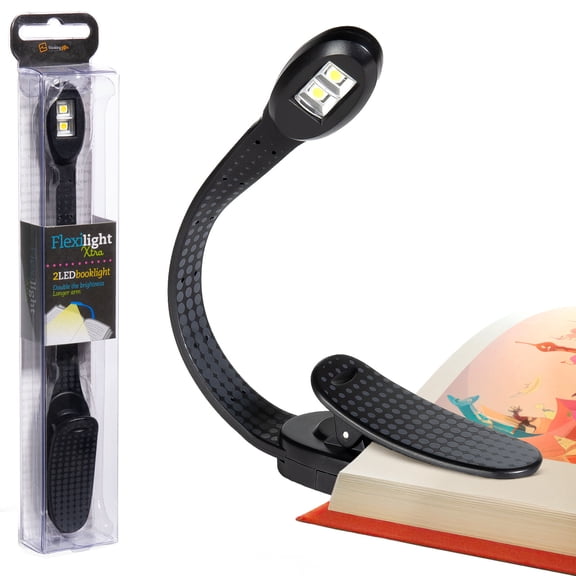 Thinking Gifts Flexilight Xtra Bright LED Clip-on Book Light Reading Lamp for Kids & Adults - Black