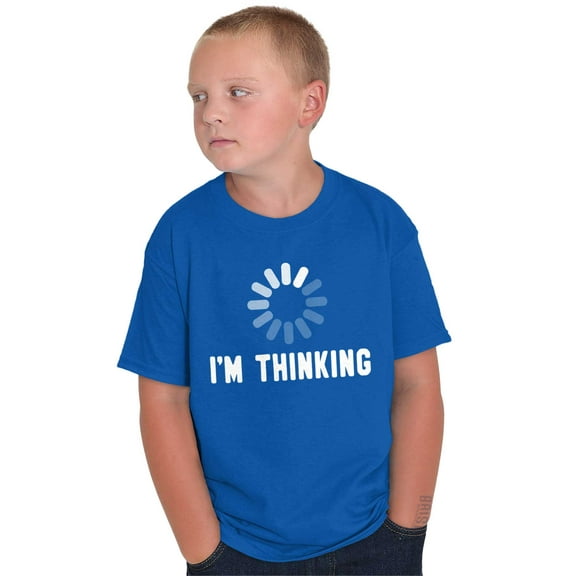 Thinking Loading Computer Nerd Geek Crewneck T Shirts Boy Girl Teen Brisco Brands L