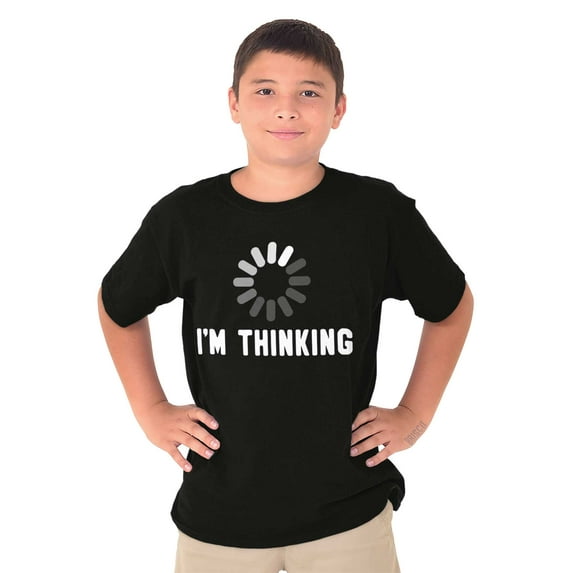 Thinking Loading Computer Nerd Geek Crewneck T Shirts Boy Girl Teen Brisco Brands L