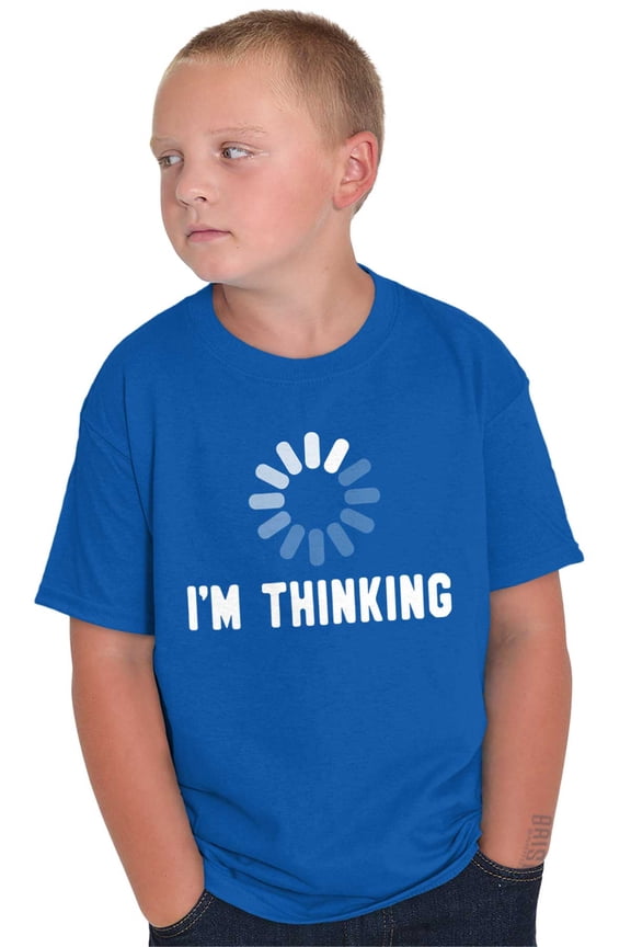 Thinking Loading Computer Nerd Geek Crewneck T Shirts Boy Girl Teen Brisco Brands S