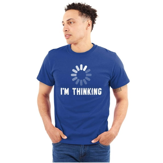 Thinking Loading Computer Nerd Geek Men's Graphic T Shirt Tees Brisco Brands L