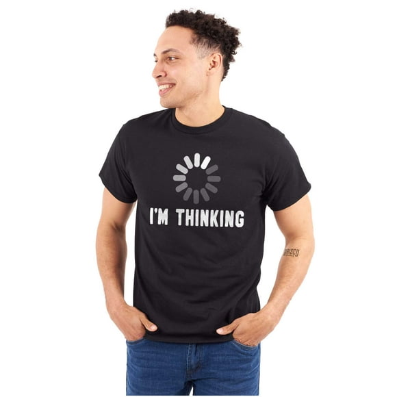 Thinking Loading Computer Nerd Geek Men's Graphic T Shirt Tees Brisco Brands L