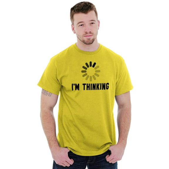 Thinking Loading Computer Nerd Geek Men's Graphic T Shirt Tees Brisco Brands X