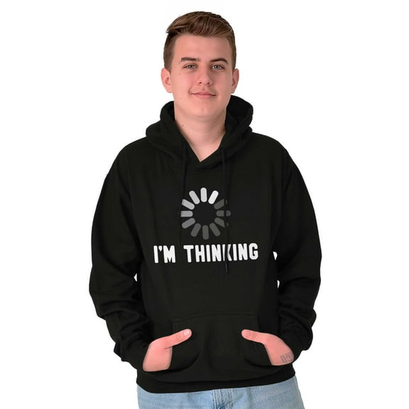Thinking Loading Computer Nerd Geek Unisex Plus Fleece Graphic Hoodie Brisco Brands 2X