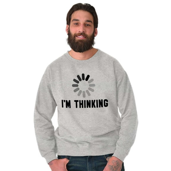 Thinking Loading Computer Nerd Geek Unisex Plus Fleece Graphic Sweatshirt Brisco Brands 2X