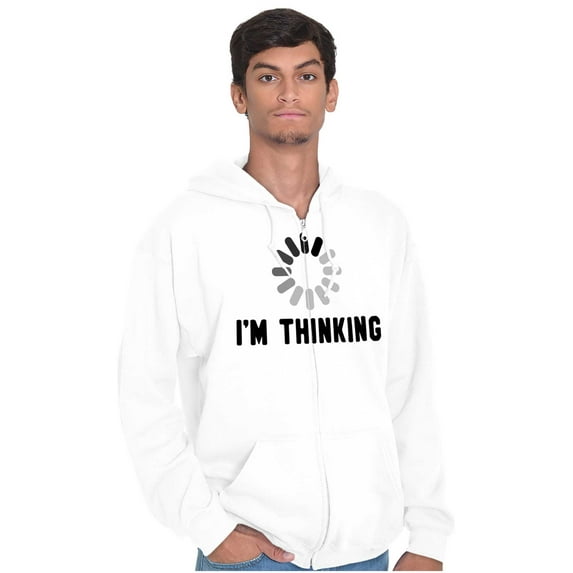 Thinking Loading Computer Nerd Geek Unisex Fleece Graphic Zip Up Hoodie Brisco Brands 5X