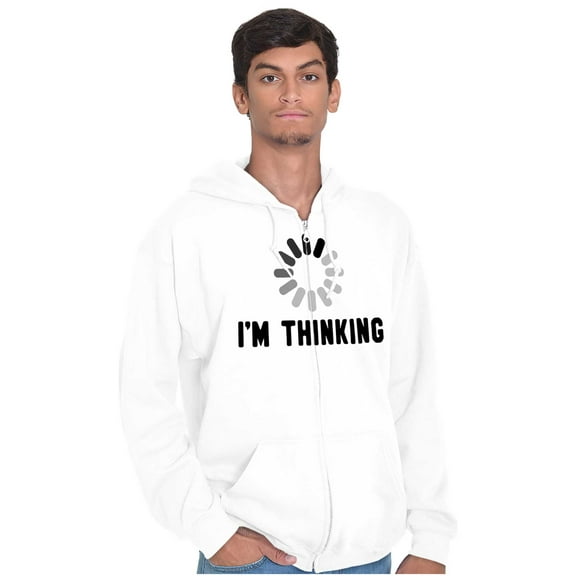 Thinking Loading Computer Nerd Geek Zip Up Hoodie Men's Women's Brisco Brands L