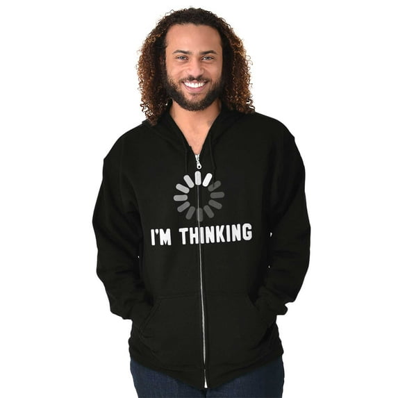 Thinking Loading Computer Nerd Geek Zip Up Hoodie Men's Women's Brisco Brands M