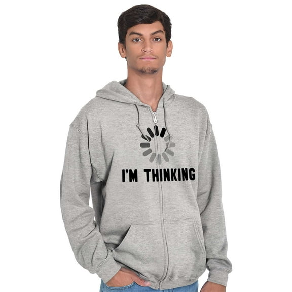 Thinking Loading Computer Nerd Geek Zip Up Hoodie Men's Women's Brisco Brands X