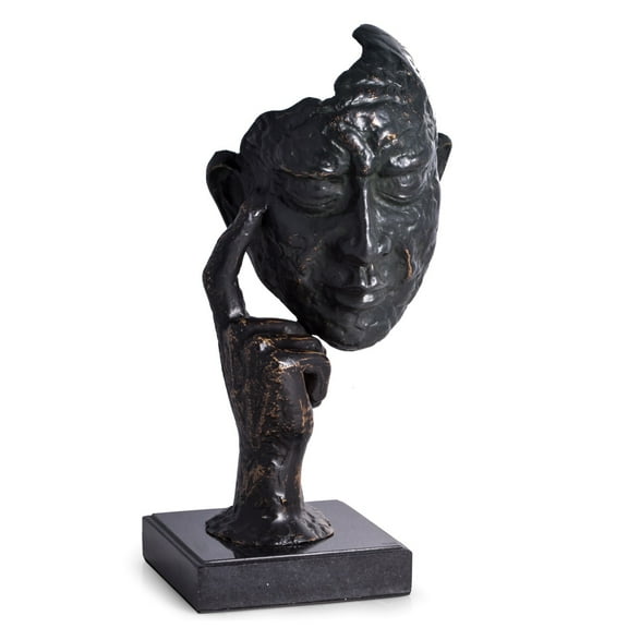 "Thinking Man" Sculpture with Bronzed Finish on Marble Base.