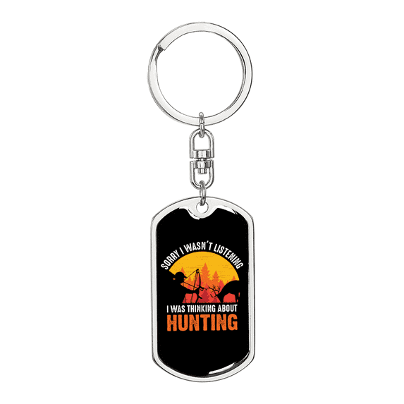 Thinking Of Hunter'S Keychain Stainless Steel or 18k Gold Dog Tag Keyring