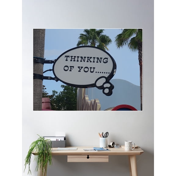 Thinking Of You, Bubble Message, You, Fun Magnet, Poster Wall Art, Modern Wall Decor For Living Room Bedroom, 12x18 UNFRAMED