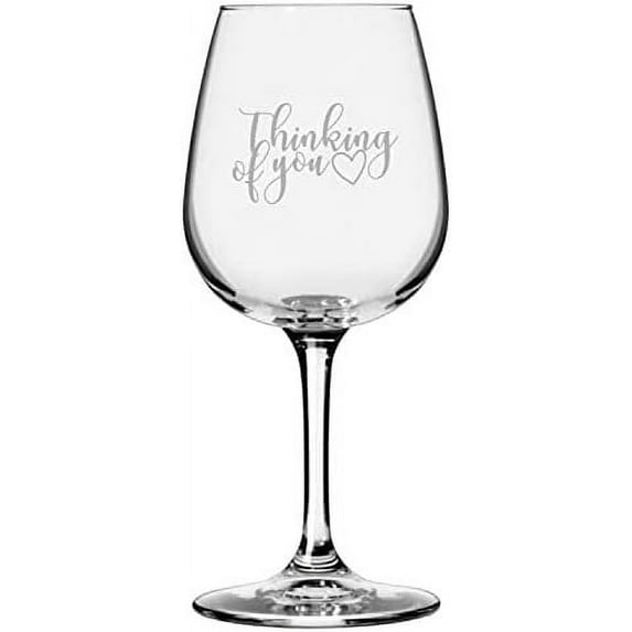 Thinking Of You Valentine's Day Quotes Etched 12.75oz All Purpose Libbey Wine Glass