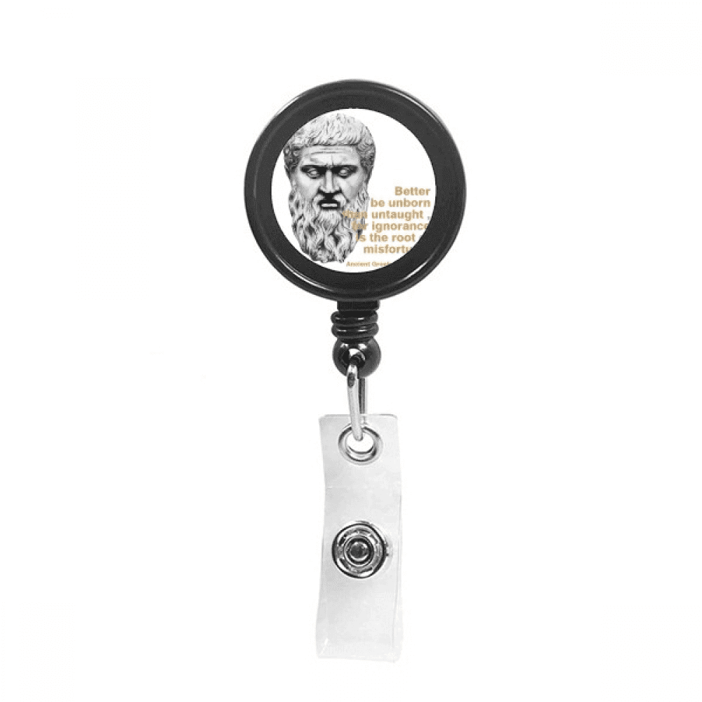 Thinking Plato Greek Teacher Retractable Keychain Badge Holder ID Badge