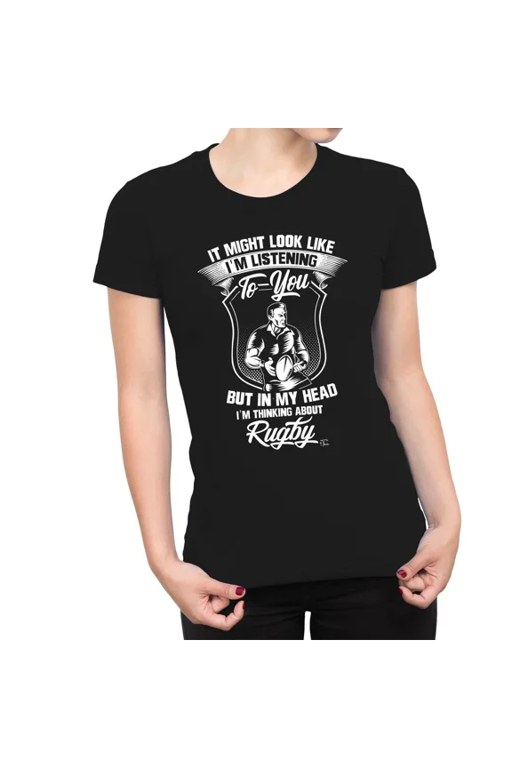 Thinking Rugby Funny Sport Humor Clever Thoughtful Quote Style Unisex T-Shirt up to size 5XL