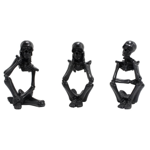 Thinking Skeleton Statue Resin Skull Figurine, Gothic Halloween Skeleton Decor for Desk, Bookshelf, Tabletop, Home, Office, Halloween Party Decoration