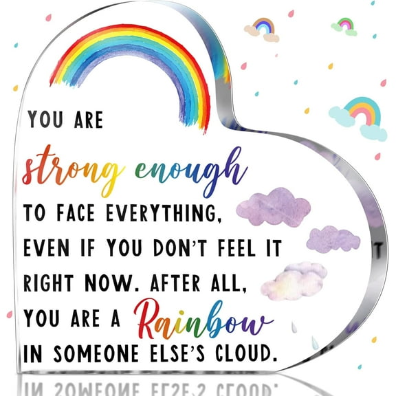 Thinking of You Gifts Friend Encouragement Cheer up Gifts Rainbow Gifts Inspirational Gifts for Women Motivational Quotes Acrylic Decor Office Positive Keepsake for Coworker Friend Mom