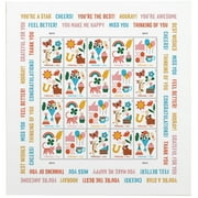 Thinking of You USPS Forever Postage Stamp 1 Sheet of 20 US First Class Letter Card Flower Stickers Birthday Anniversary Wedding Celebrate (20 Stamps)