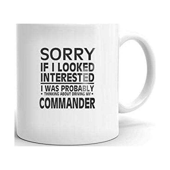 Thinking about My JEEP COMMANDER Coffee Tea Ceramic Mug Office Work Cup Gift 15 oz