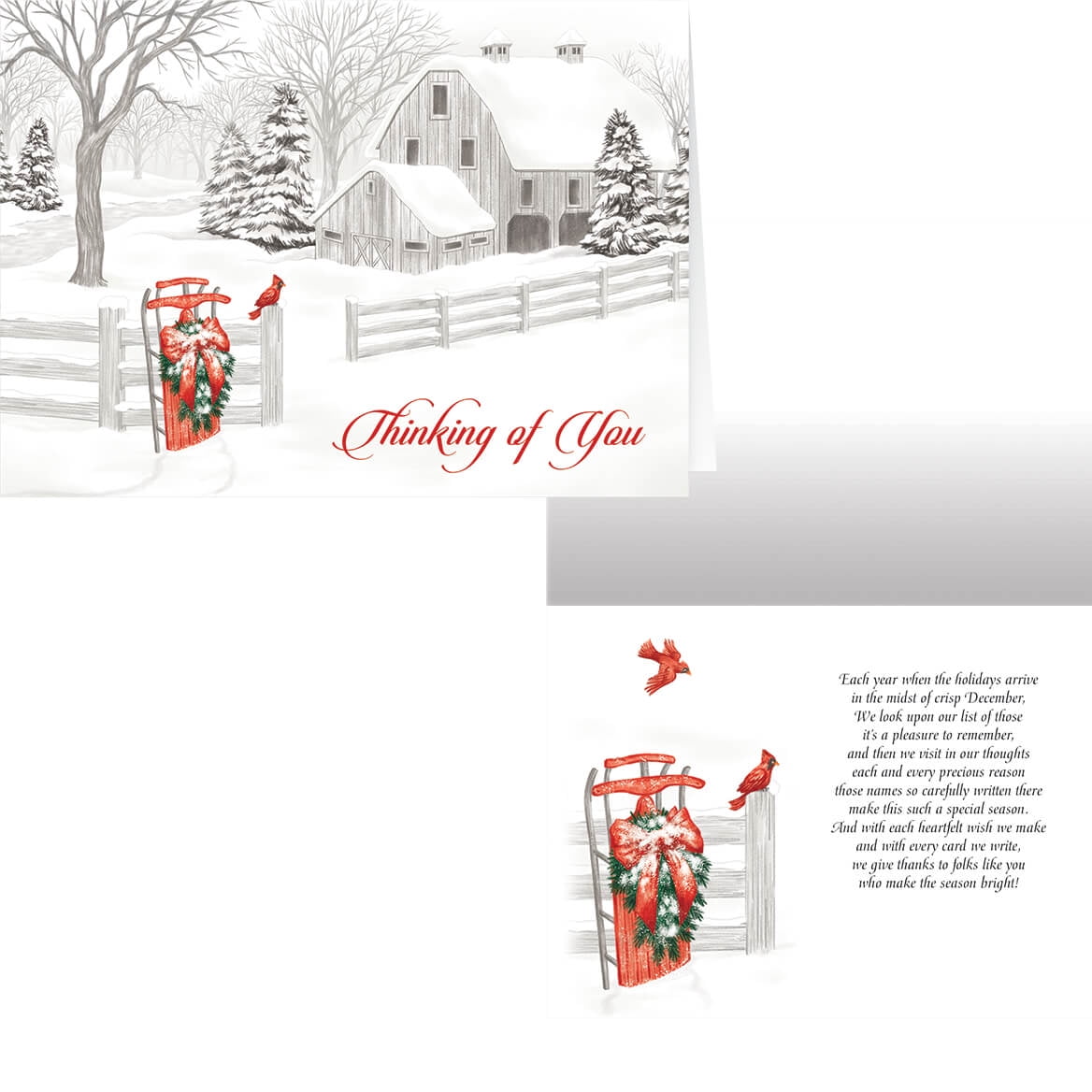 Thinking of You Christmas Card Set of 20