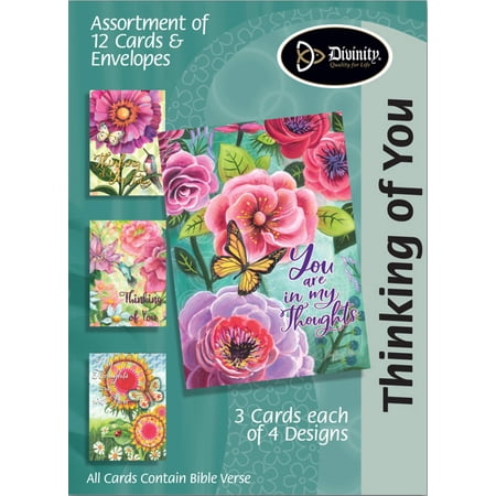 Thinking of You Flowers Birds Butterflies Floral 7 x 5 Paper Boxed Cards