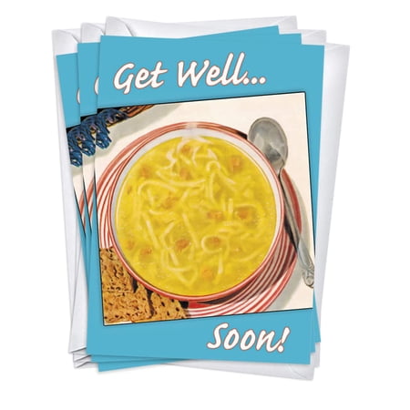 Thinking of You Get Well Soon Greeting Cards | 3 Pack Set (5x7)