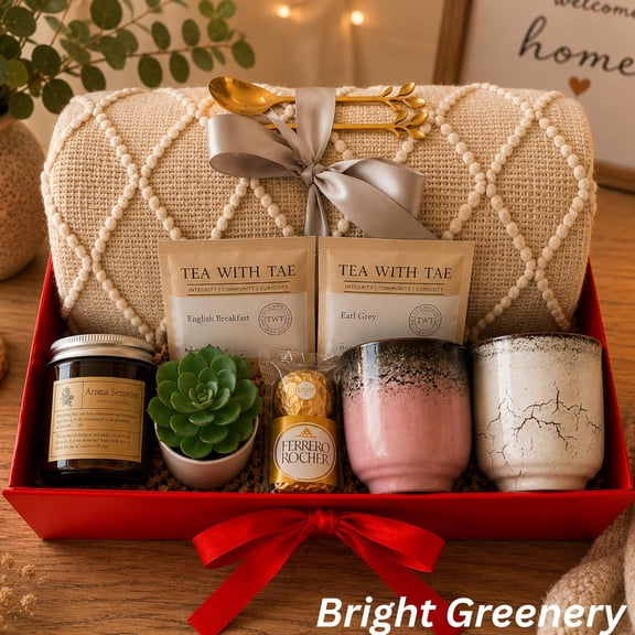 Thinking of You Gift Box for Two Blanket, Tea, Treats & Succulent